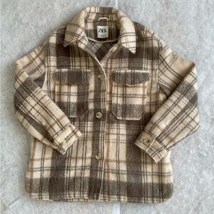 zara wool blend checked plaid overshirt shacket jacket (SKU319)